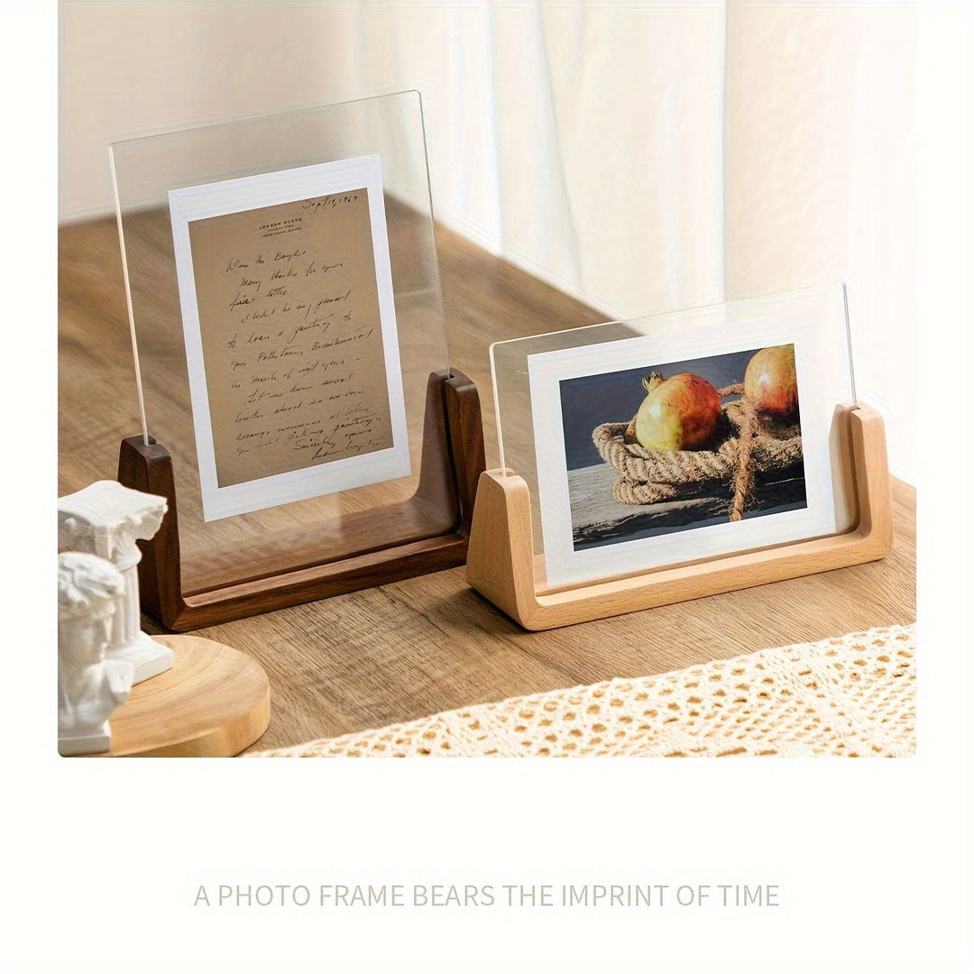 U-Shaped Acrylic &amp; Wood Photo Frame | Modern Minimalist Display
