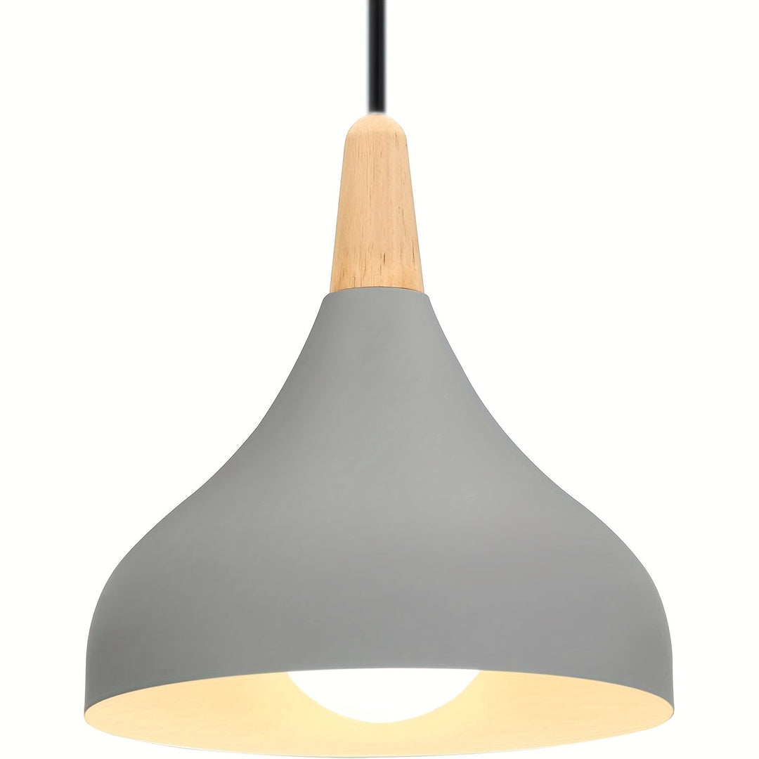 Modern Teardrop Pendant Light | Metal &amp; Wood Hanging Lamp