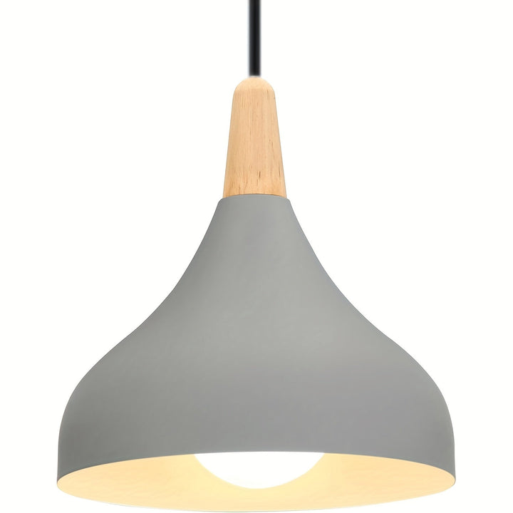 Modern Teardrop Pendant Light | Metal &amp; Wood Hanging Lamp