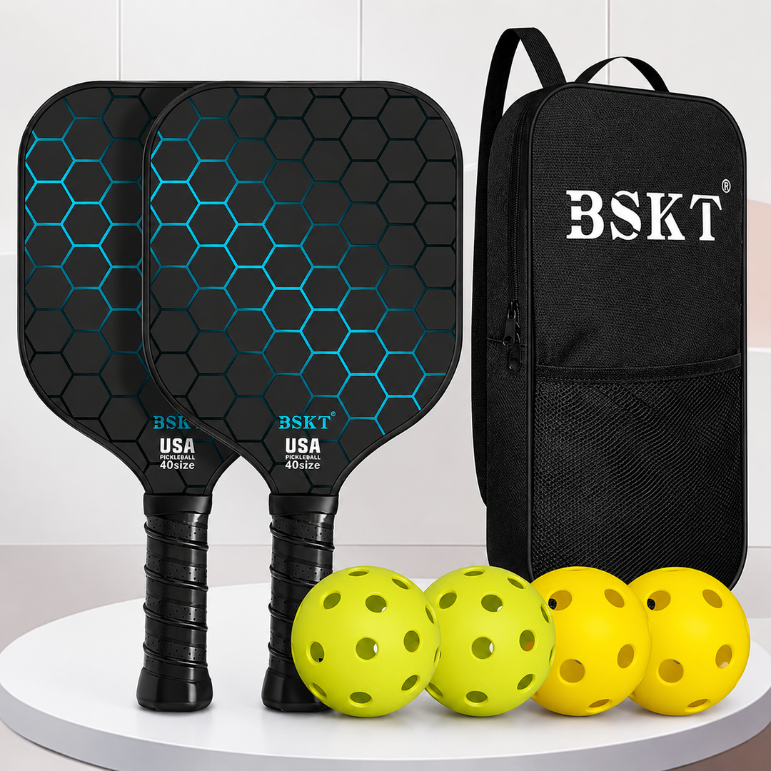 Pickleball Paddle Set Fiberglass Lightweight Rackets Balls