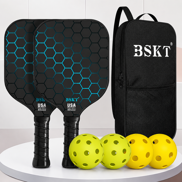 Pickleball Paddle Set Fiberglass Lightweight Rackets Balls