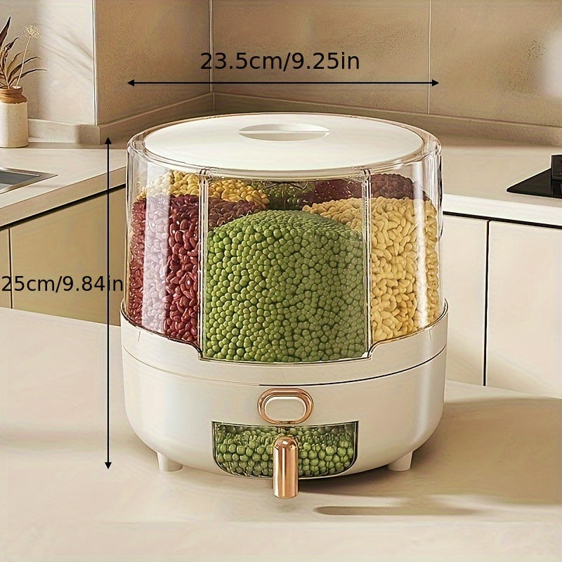 Rotating Airtight Food Storage Container | Large-Capacity Grain &amp; Cereal Dispenser with 360° Design