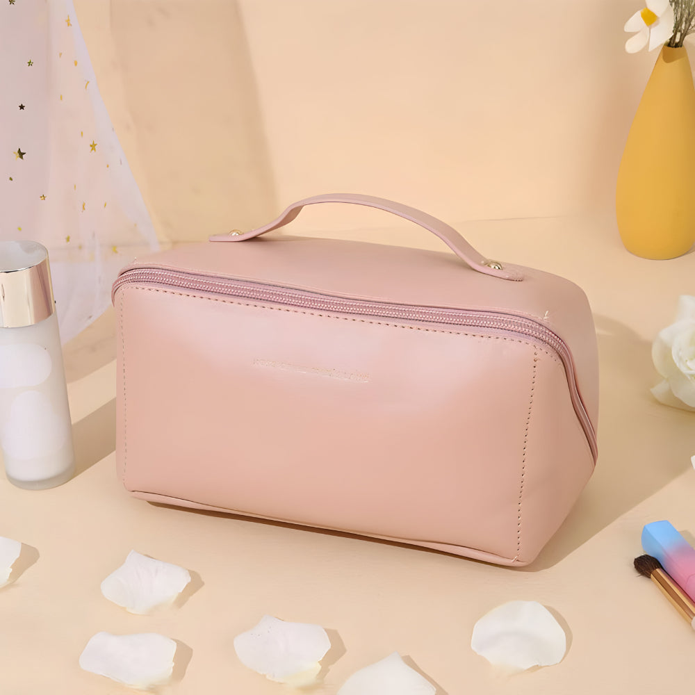 Makeup Bag Travel Organizer PU Shell Cosmetic Case Large Capacity