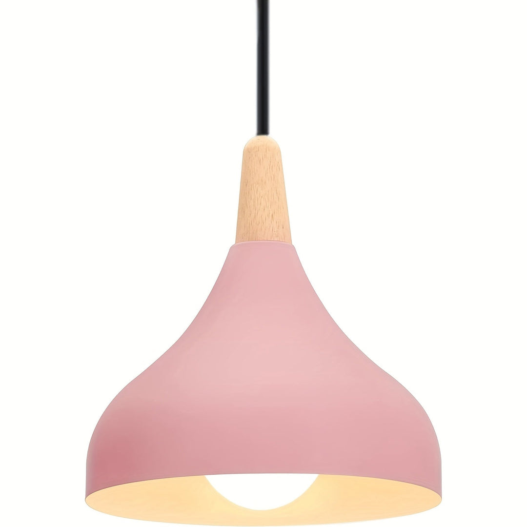 Modern Teardrop Pendant Light | Metal &amp; Wood Hanging Lamp
