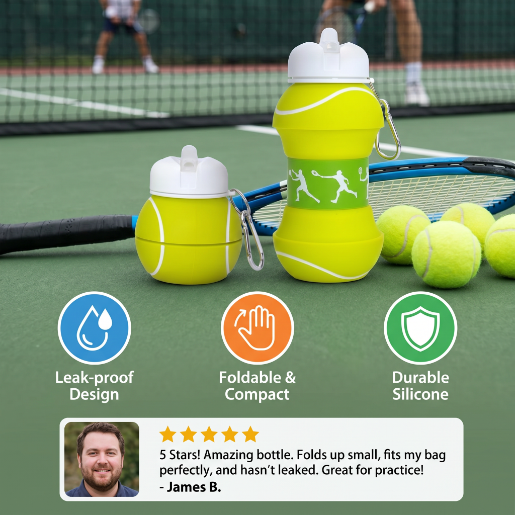 Foldable Collapsible Leak-Proof Water Bottle Sports Gym