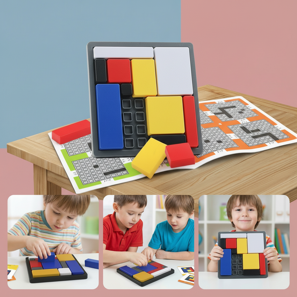 Wooden Puzzle Blocks Shape Sorting Brain Toy Kids Learning