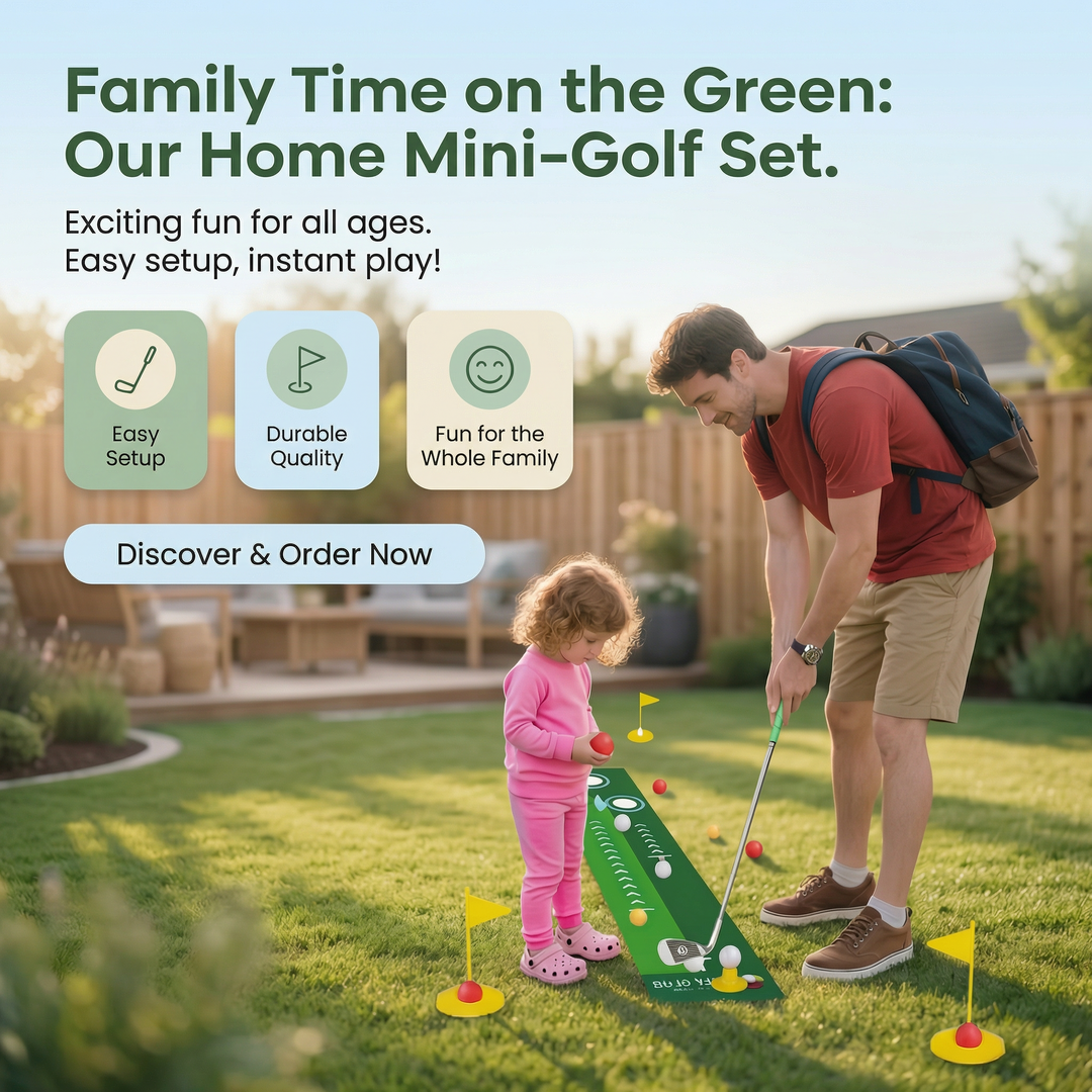Golf Putting Mat Adjustable Golf Clubs Indoor Play Set