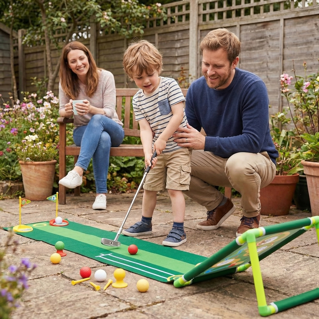 Golf Putting Mat Adjustable Golf Clubs Indoor Play Set