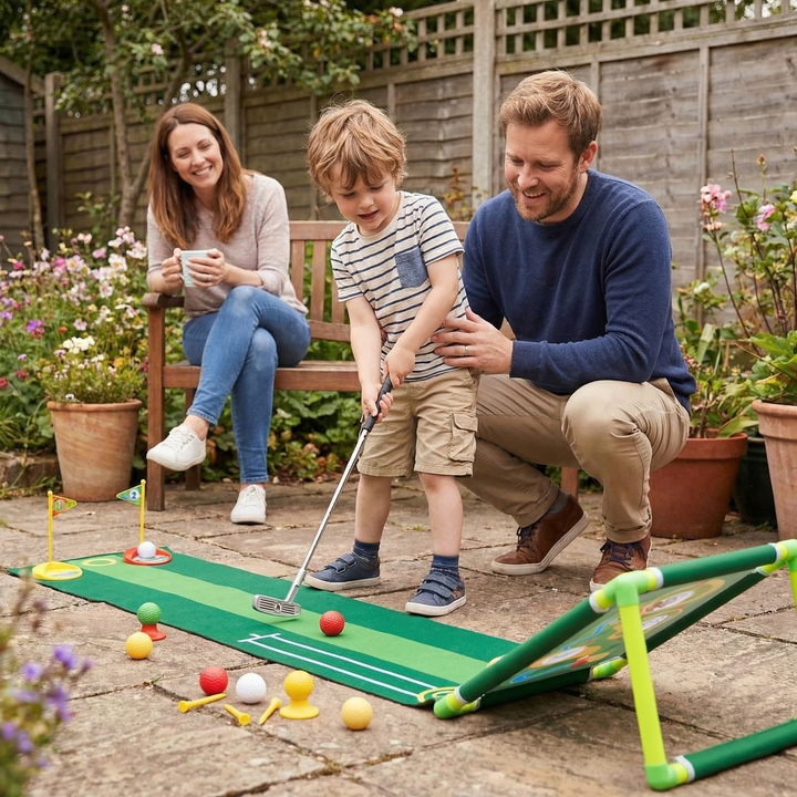 Golf Putting Mat Adjustable Golf Clubs Indoor Play Set