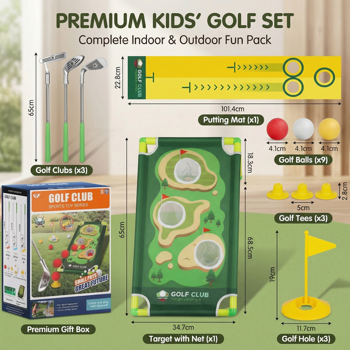 Golf Putting Mat Adjustable Golf Clubs Indoor Play Set