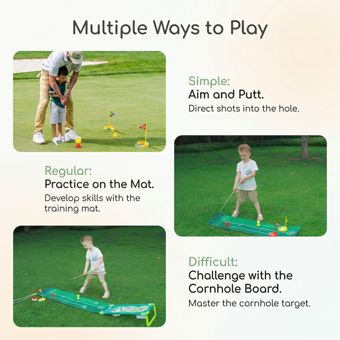 Golf Putting Mat Adjustable Golf Clubs Indoor Play Set