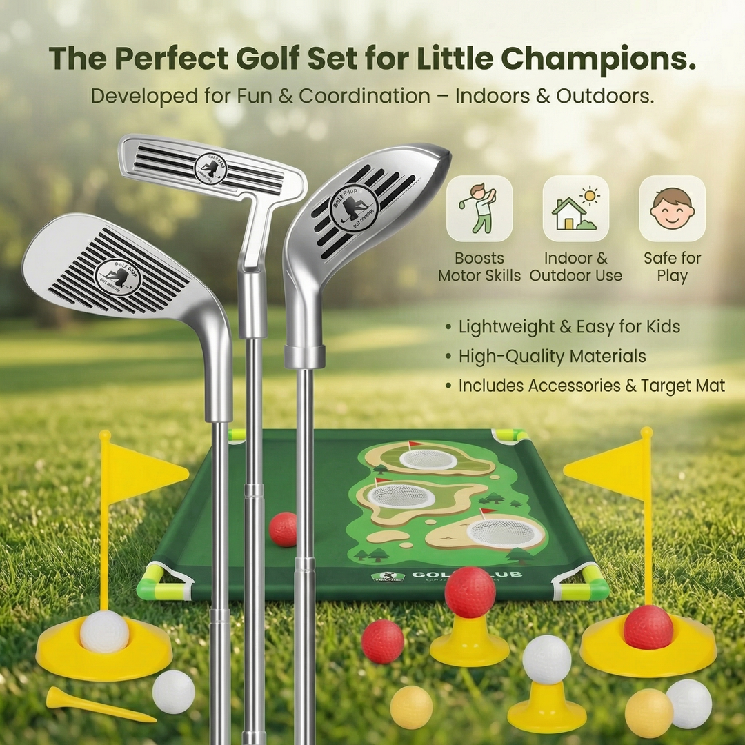 Golf Putting Mat Adjustable Golf Clubs Indoor Play Set