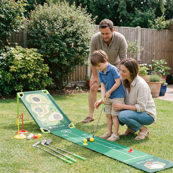 Golf Putting Mat Adjustable Golf Clubs Indoor Play Set