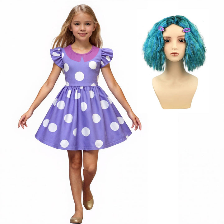 Halloween Costumes Kids Dress Polka Dot Ruffle Party Outfit