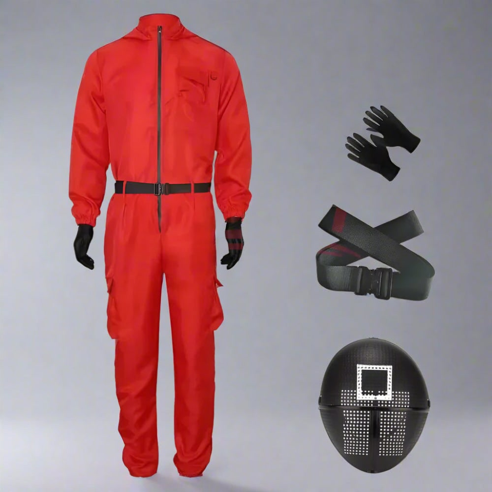 Halloween Costume Adult Guard Mask Jumpsuit Outfit