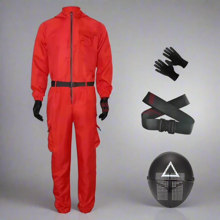 Halloween Costume Adult Guard Mask Jumpsuit Outfit