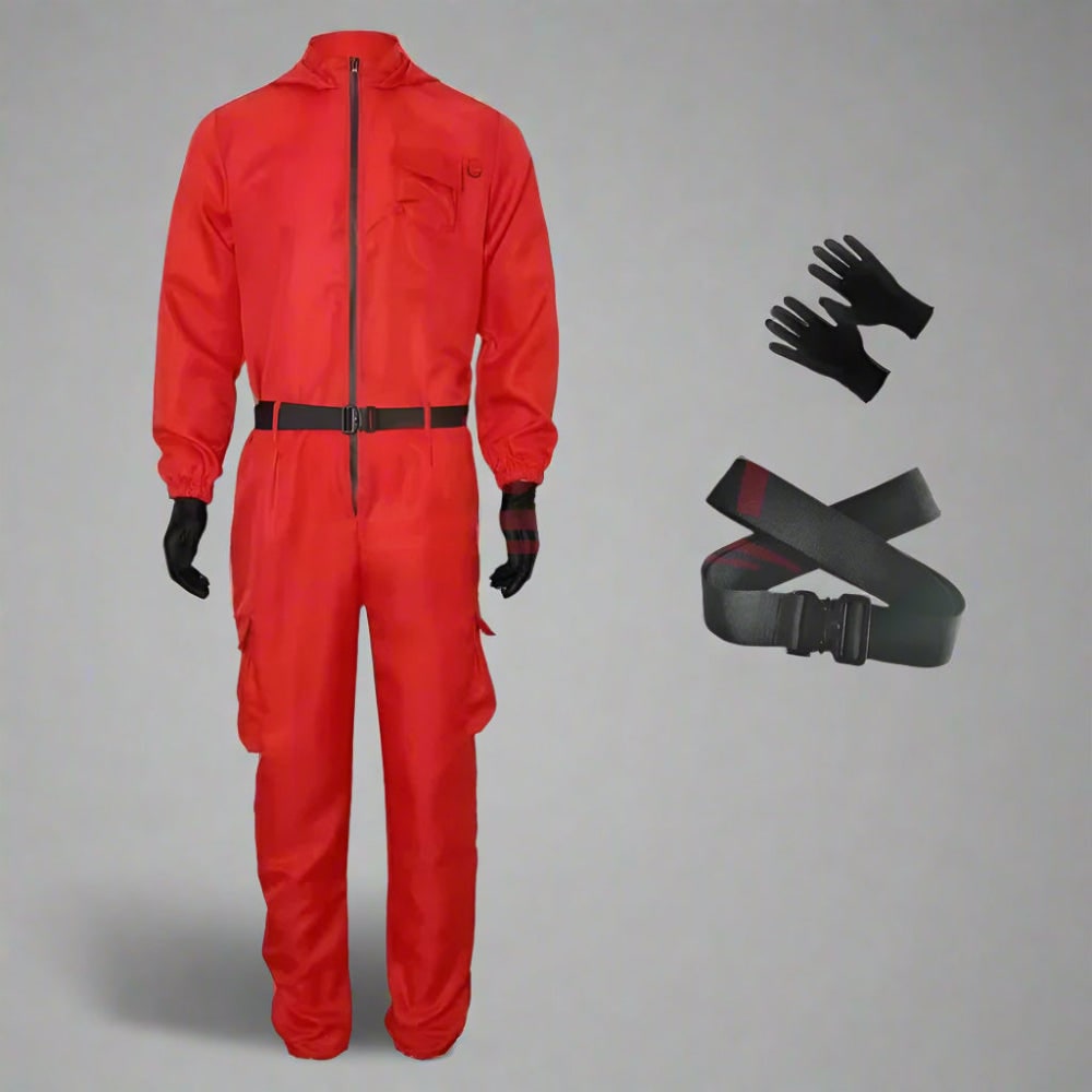 Halloween Costume Adult Guard Mask Jumpsuit Outfit