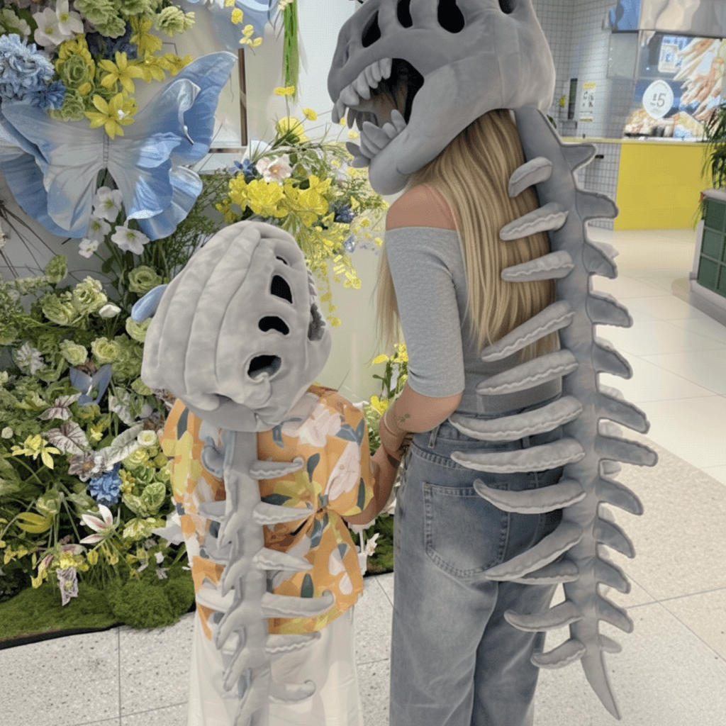 Halloween Costumes Dinosaur Skeleton Plush Kids Party Outfit