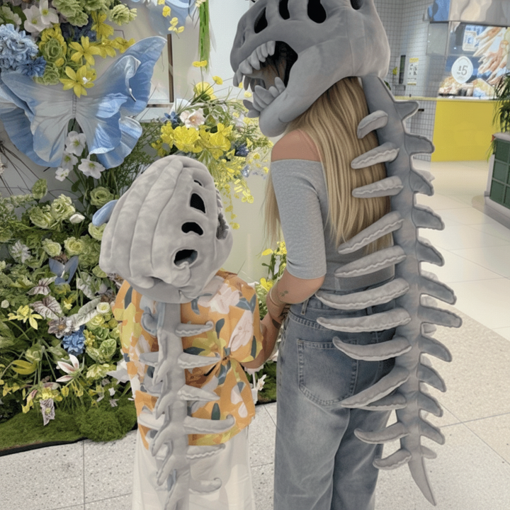 Halloween Costumes Dinosaur Skeleton Plush Kids Party Outfit