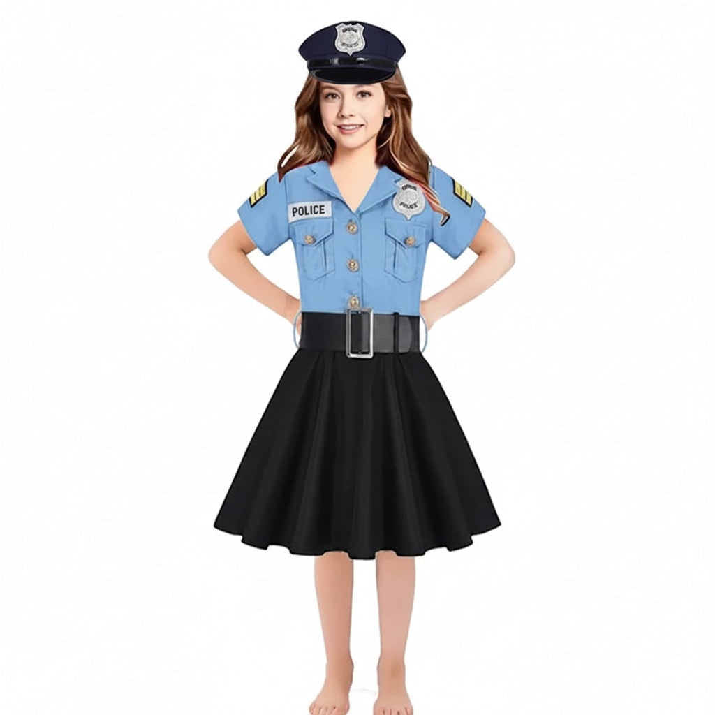 Halloween Costumes Girls Police Dress Role Play Outfit