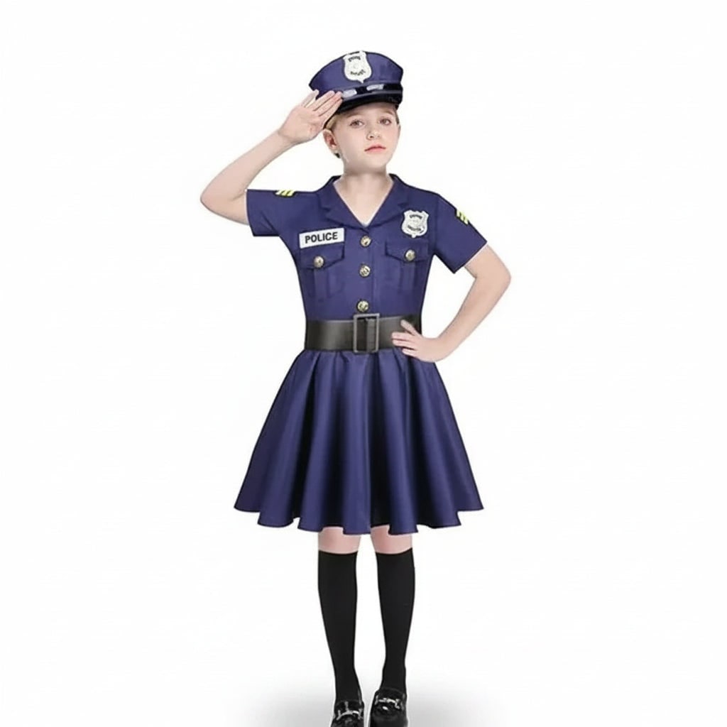 Halloween Costumes Girls Police Dress Role Play Outfit
