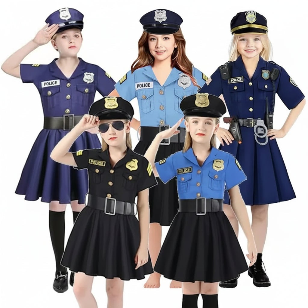 Halloween Costumes Girls Police Dress Role Play Outfit