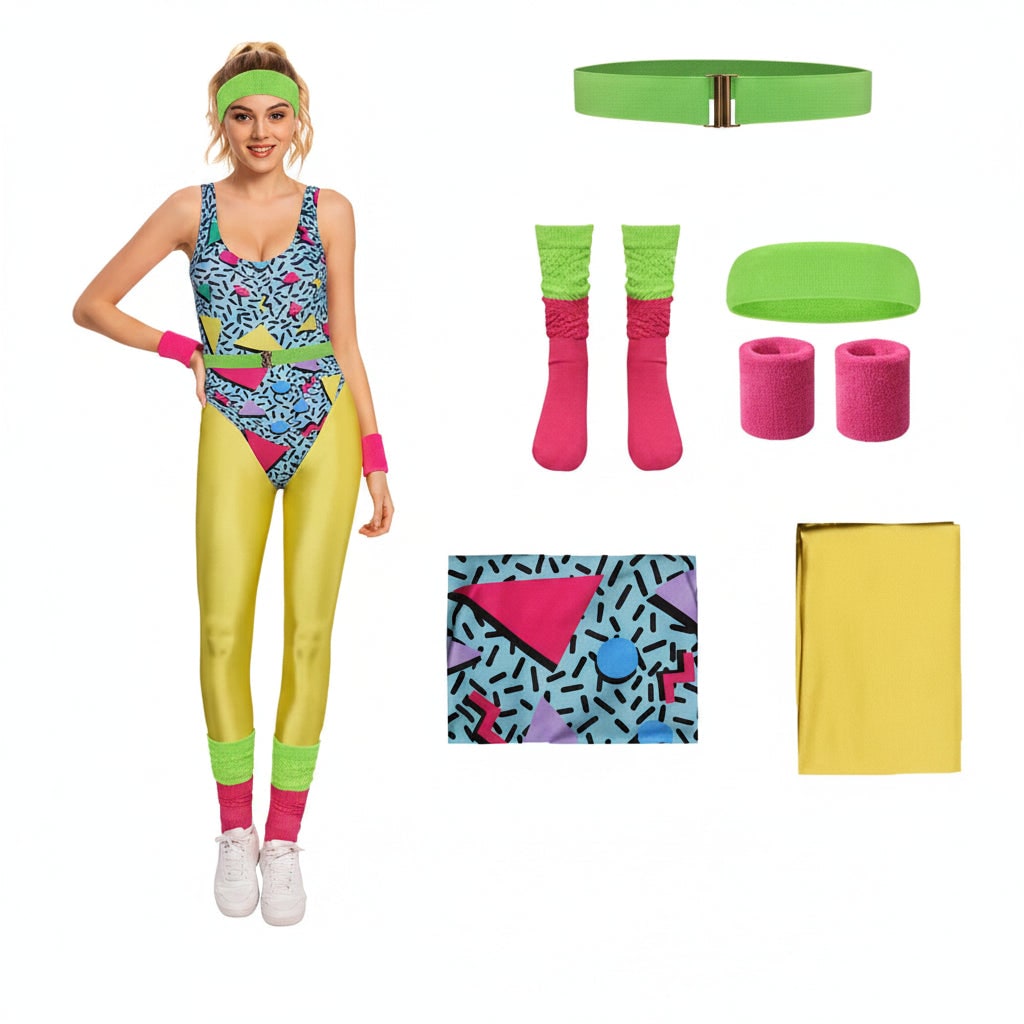 Halloween Costumes Girls Retro Fitness Outfit Set
