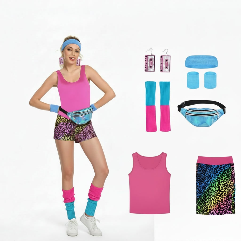 Halloween Costumes Girls Retro Fitness Outfit Set