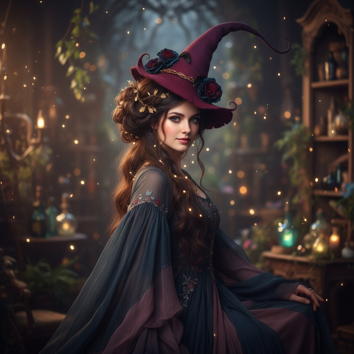 Halloween Costumes Witch Hat Floral Design