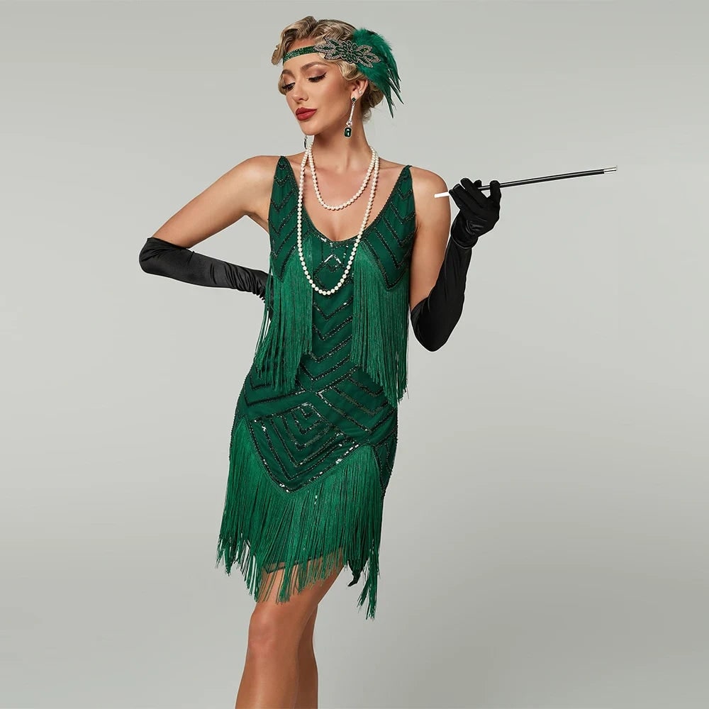 Halloween Costumes Womens Flapper Fringe Dress