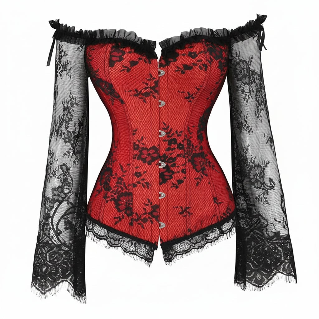 Halloween Costumes Womens Gothic Corset Lace Sleeve Outfit