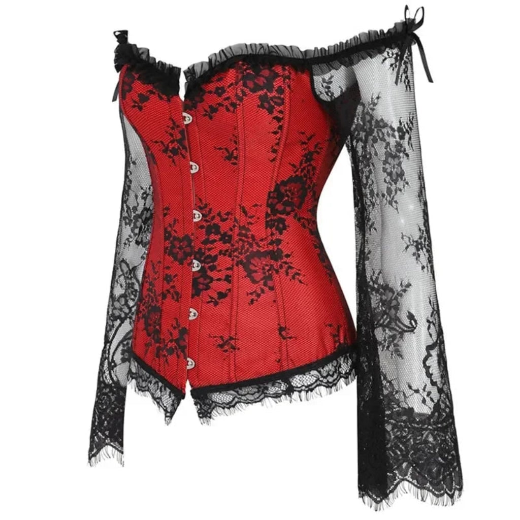 Halloween Costumes Womens Gothic Corset Lace Sleeve Outfit