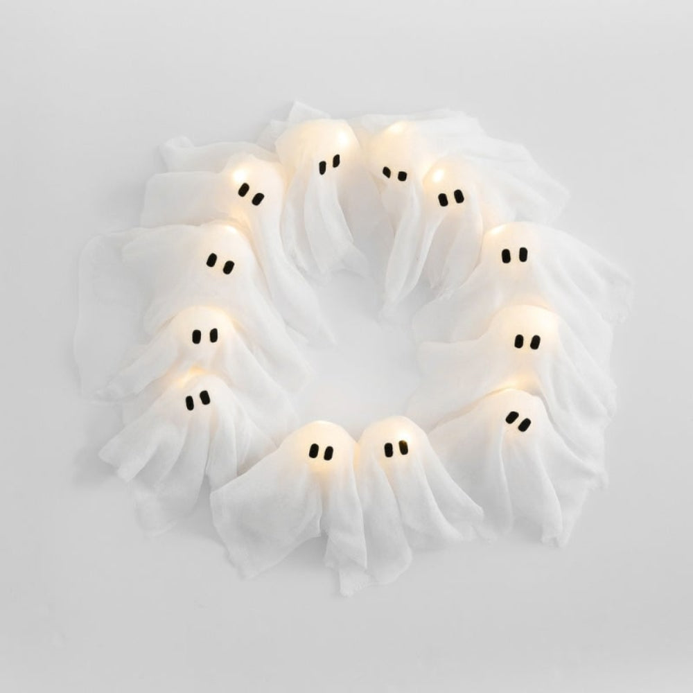 Halloween Decoration Ghost Wreath LED Lighted Design