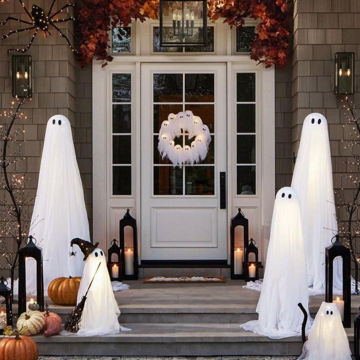Halloween Decoration Ghost Wreath LED Lighted Design