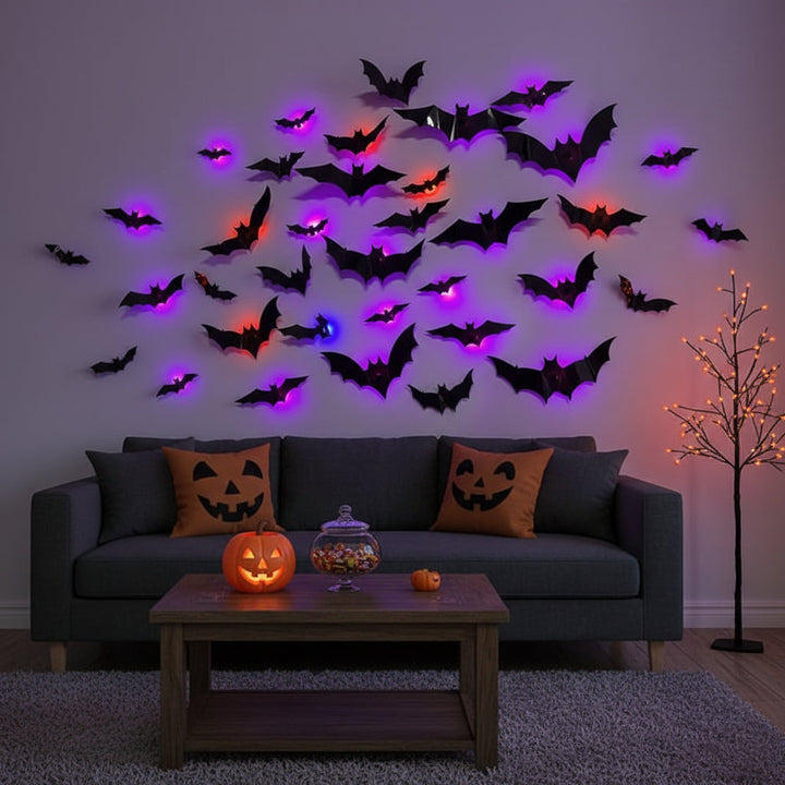 Halloween Decoration LED Bat Lights Wall Art Display