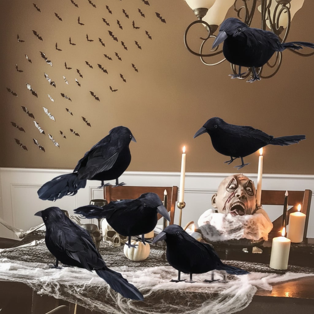 Halloween Decoration Realistic Artificial Crows