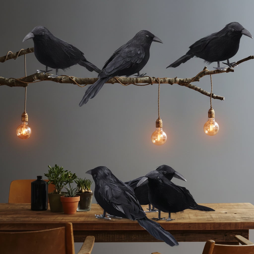Halloween Decoration Realistic Artificial Crows