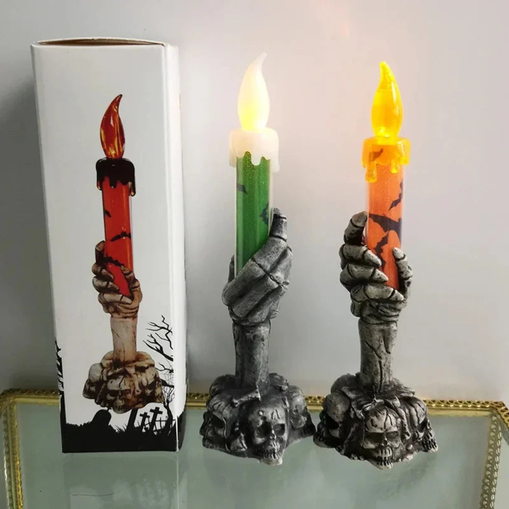Halloween Decoration Skull Candle Holders Spooky Design