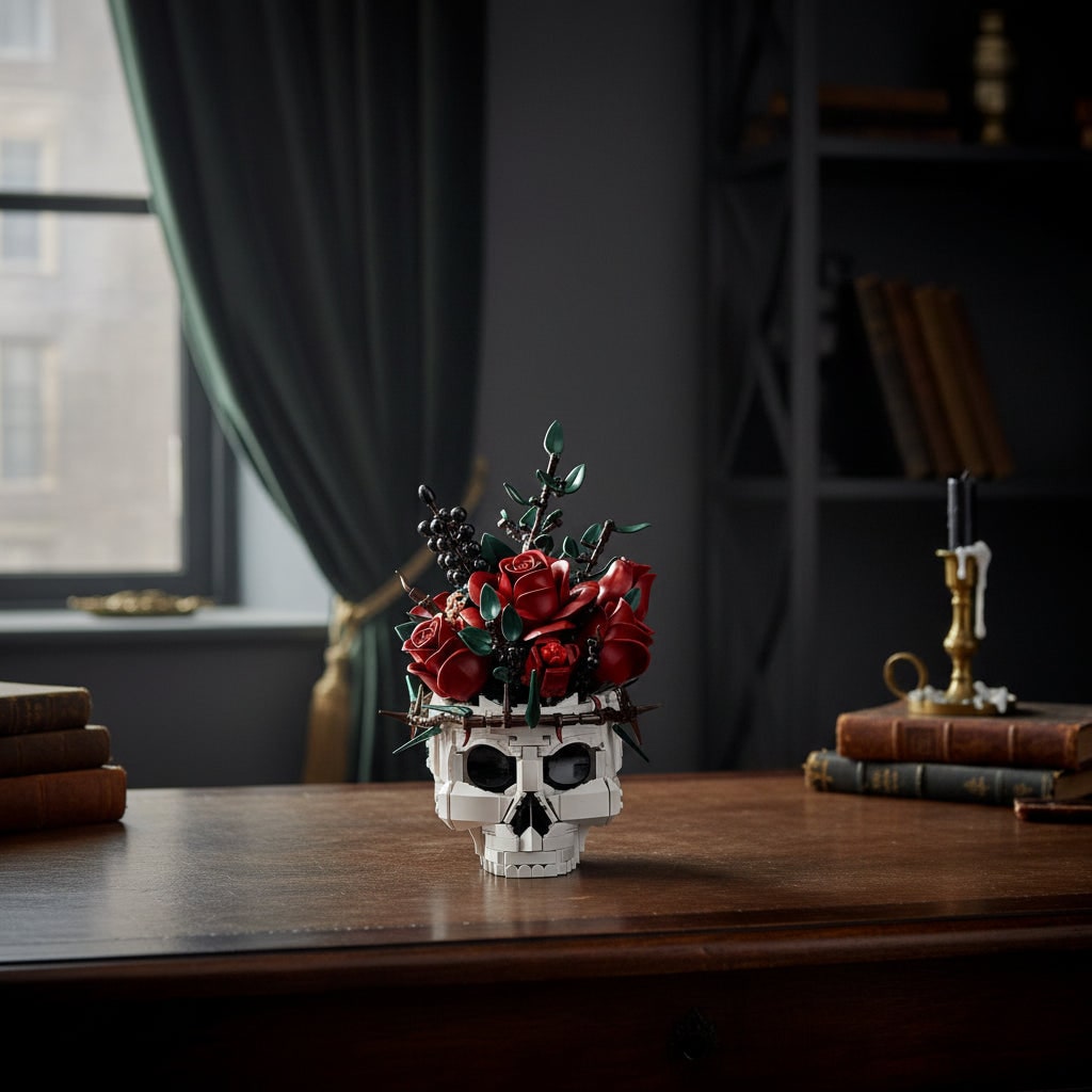 Halloween Decoration Skull Design Gothic Flower Arrangement