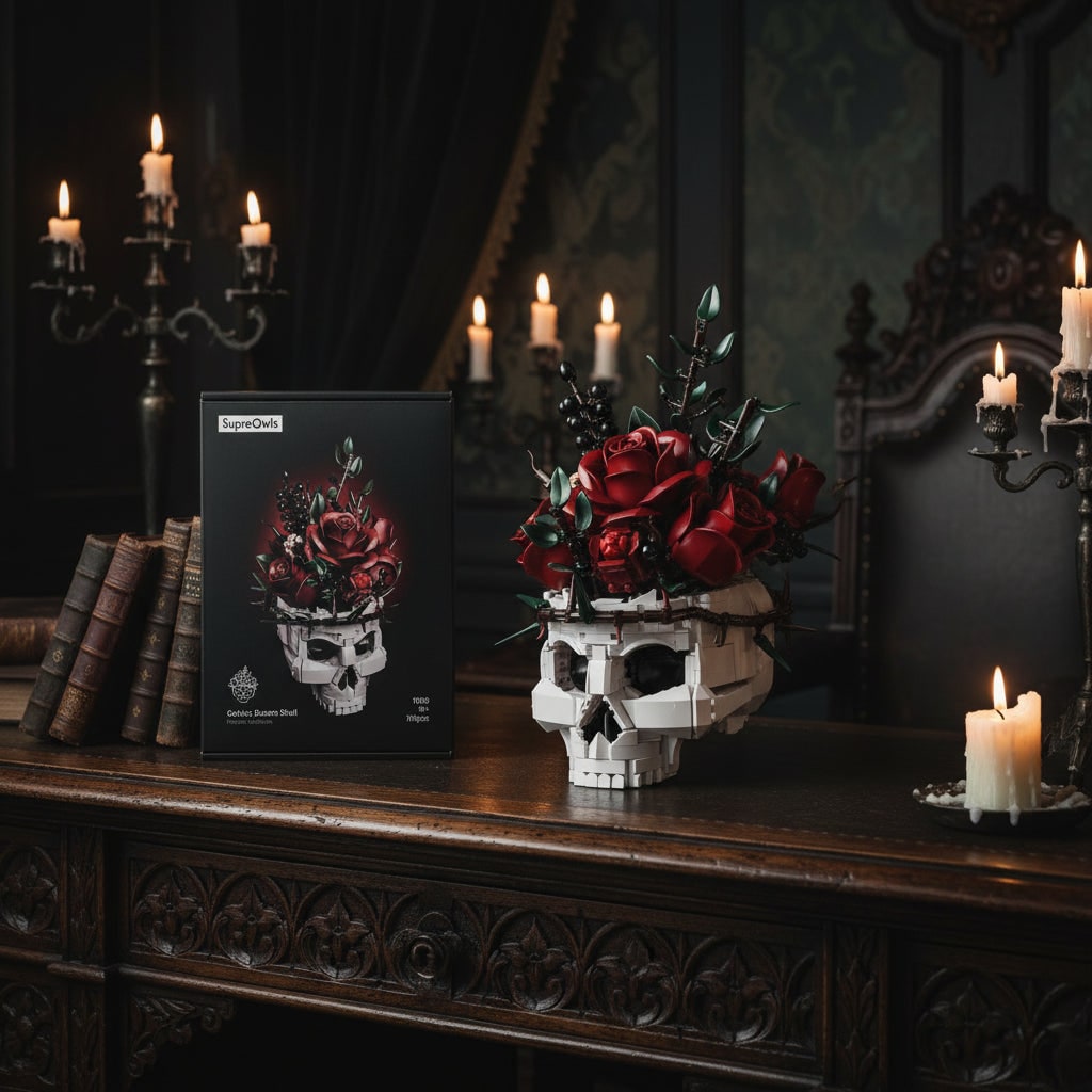 Halloween Decoration Skull Design Gothic Flower Arrangement