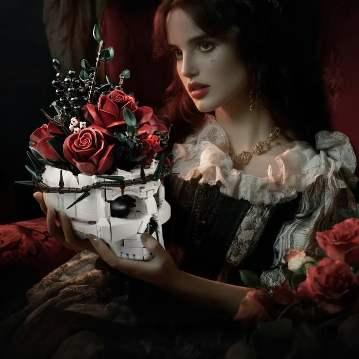 Halloween Decoration Skull Design Gothic Flower Arrangement