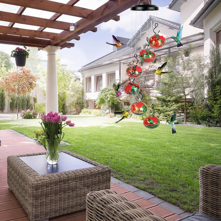 Hummingbird Feeder Wind Chime Garden Decor