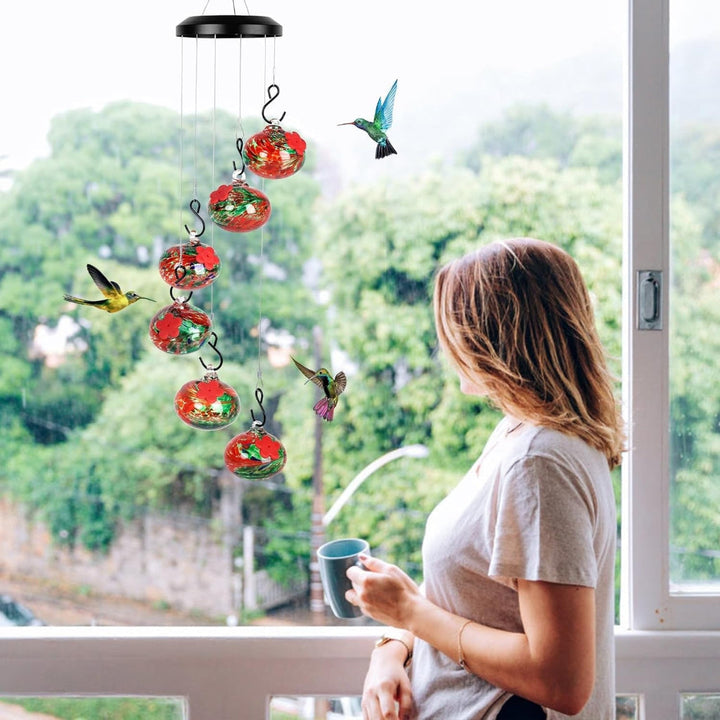 Hummingbird Feeder Wind Chime Garden Decor