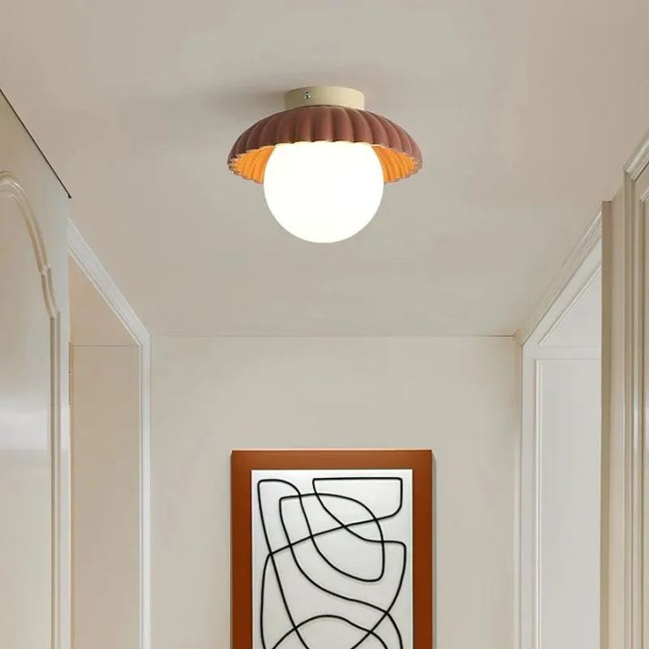 Iron Hallway Ceiling Light | Modern Glass &amp; Metal Flush Mount