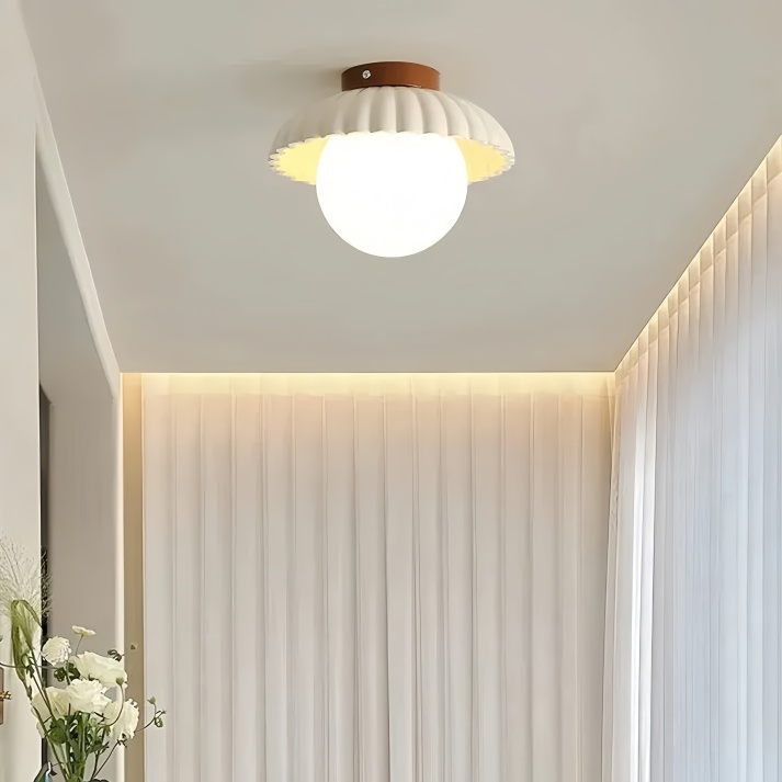 Iron Hallway Ceiling Light | Modern Glass &amp; Metal Flush Mount