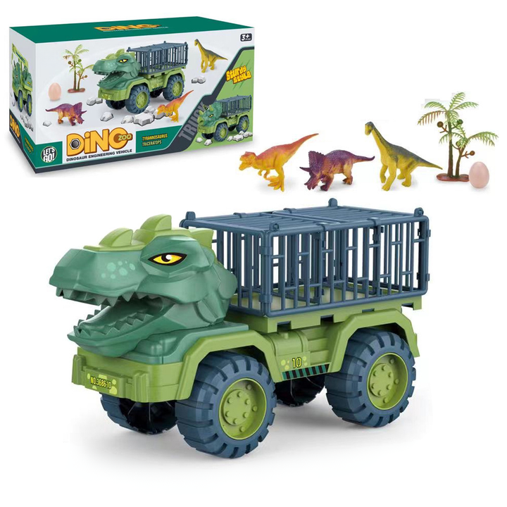 Dinosaur Toy Truck Playset Cage Vehicle Figure Set