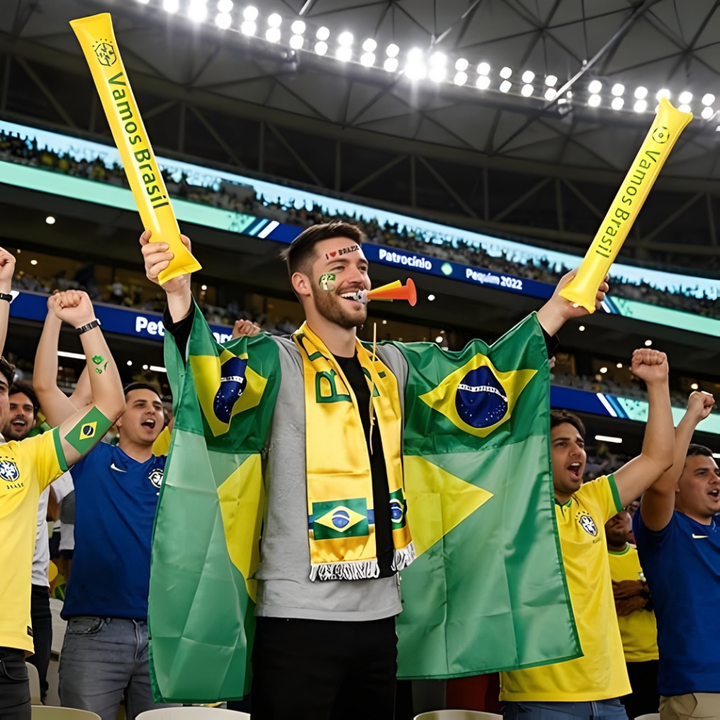 Soccer Fan Kit Brazil Flag Party Set Cape Scarf Horn