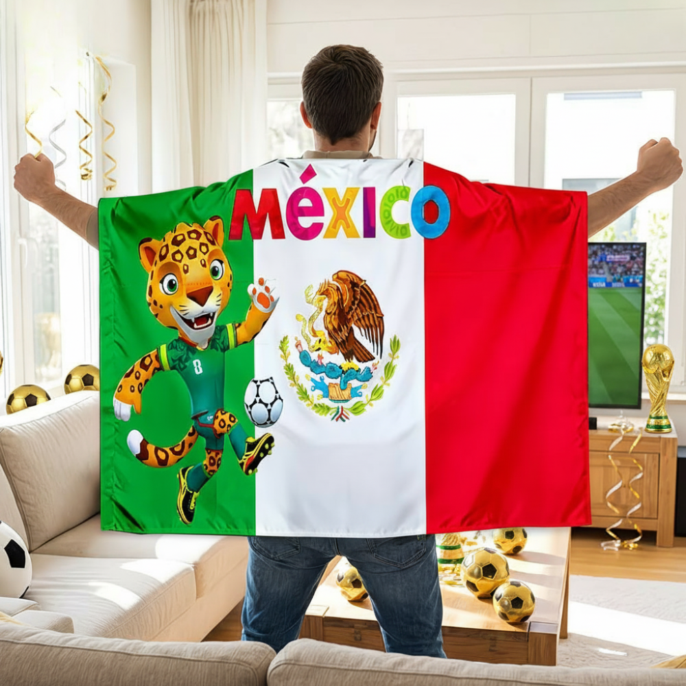 Flag Banner Soccer Fan Cape Mexico World Cup Style Large