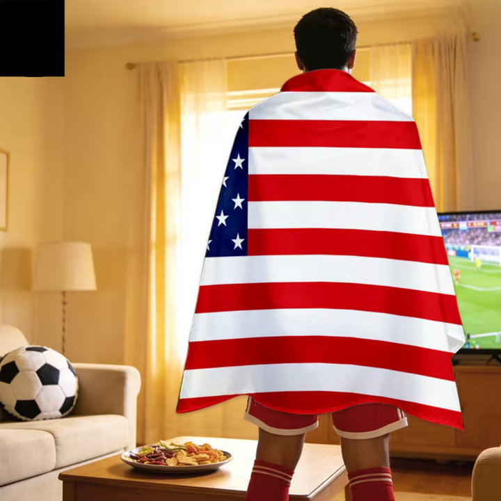USA Flag Fan Cape World Cup Supporter Banner Event
