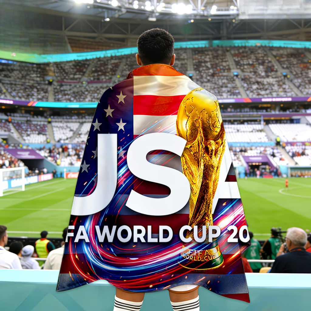 USA Flag Soccer Fan Cape World Cup Game Day Supporter Banner